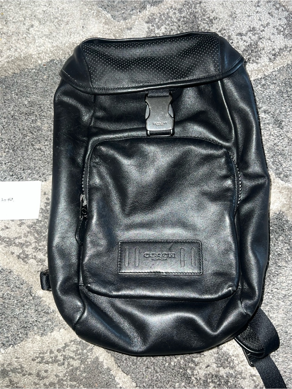 Coach Black Leather Sling Bag with Front Buckle
